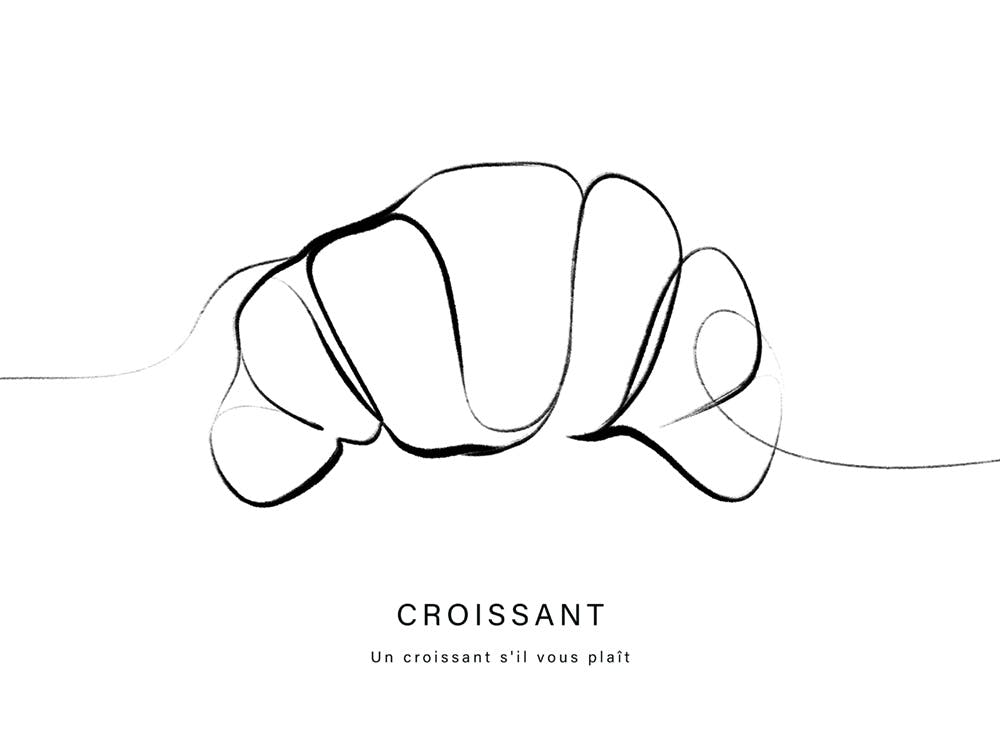 Croissant Line Art Juliste 0