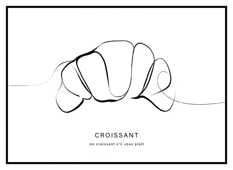 Croissant Line Art Poster (21x30 cm) - Poster Store