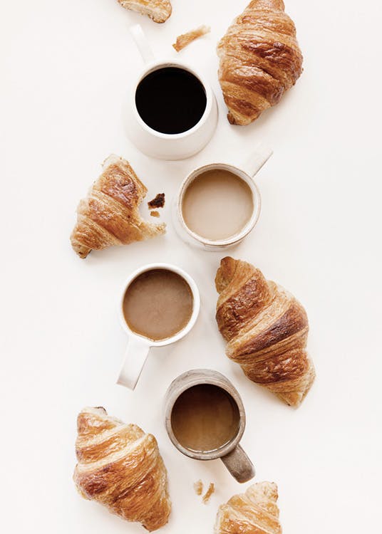 Káva a croissanty Plakát 0