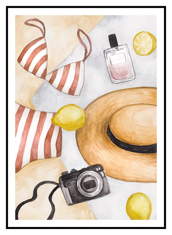 Akvarel Strand Stil Nr1 Plakat (30x40 cm) - Poster Store