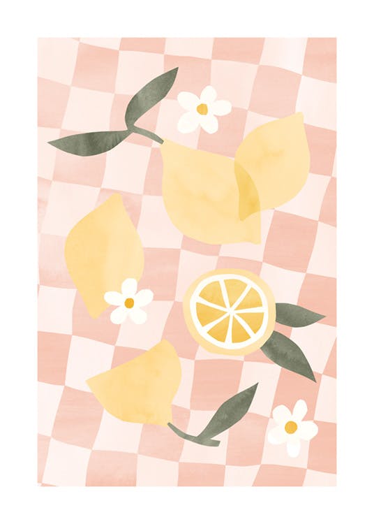 Abstraktes Zitronen-Picknick-Poster 0