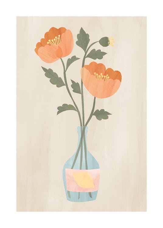 Bouquet di papaveri astratto Poster 0