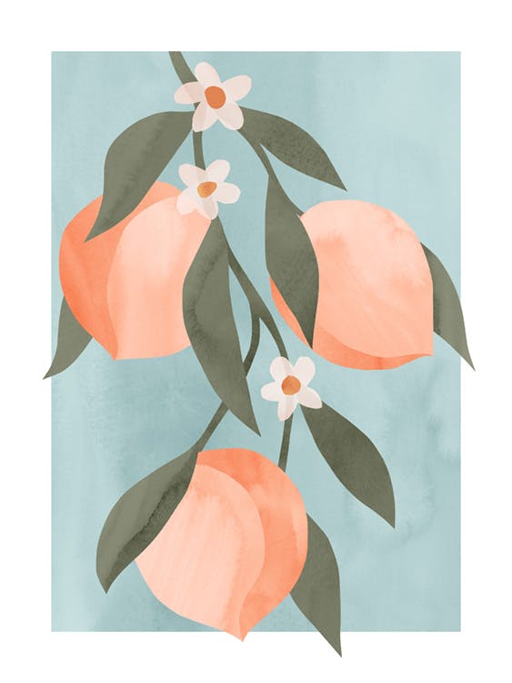 抽象的な桃のブランチポスター 0