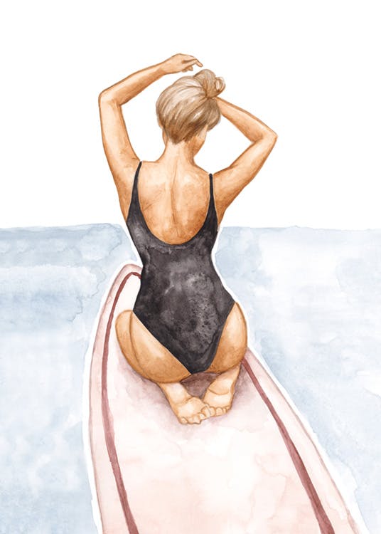 Aquarelle Surfeuse Poster 0