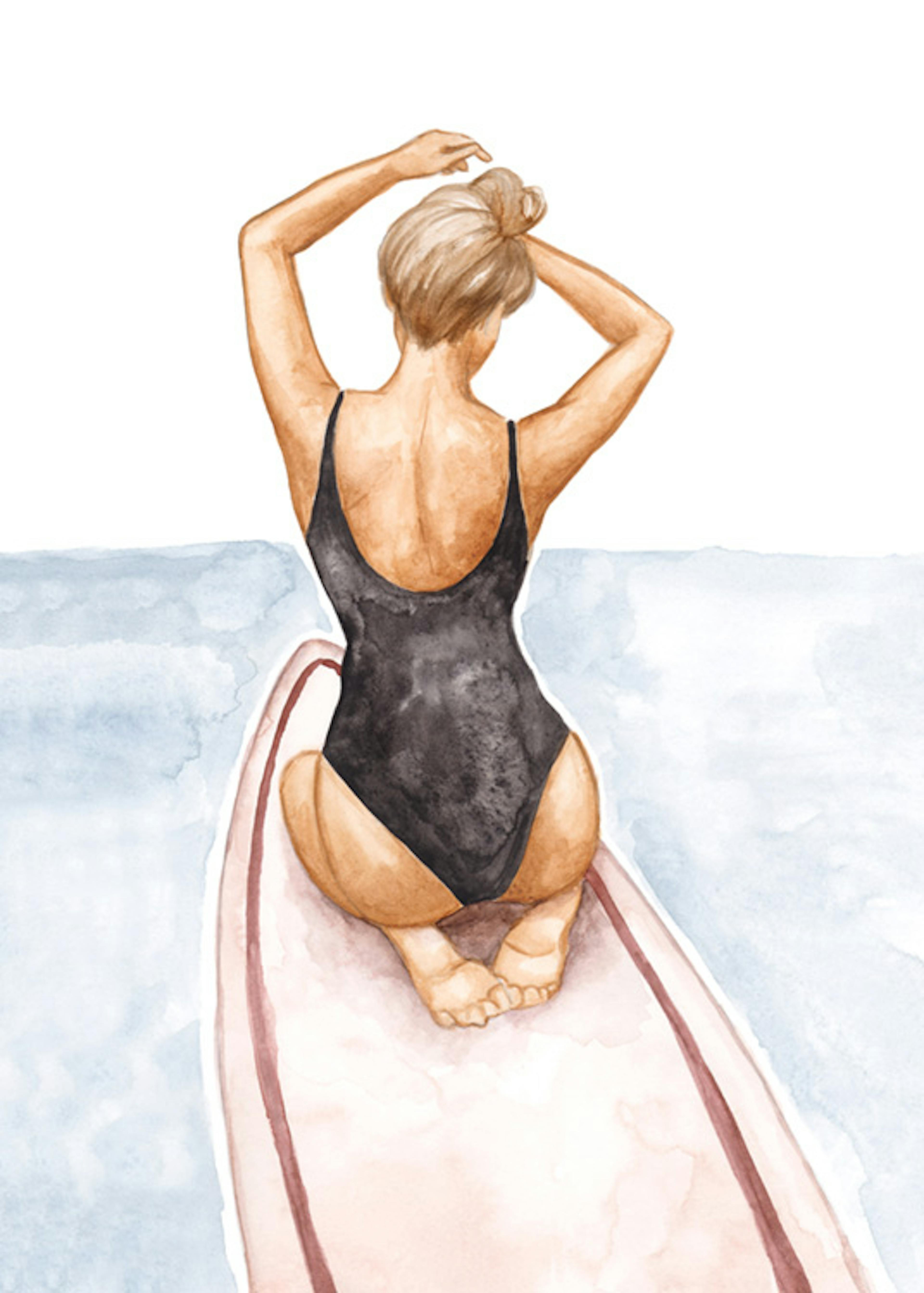 Watercolor Surfer Poster 0