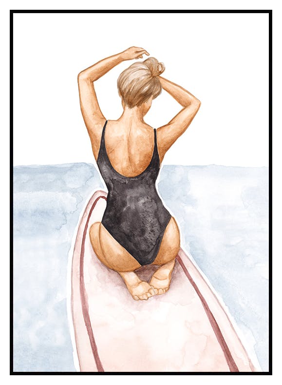 Aquarelle Surfeuse Poster (30x40 cm) - Poster Store