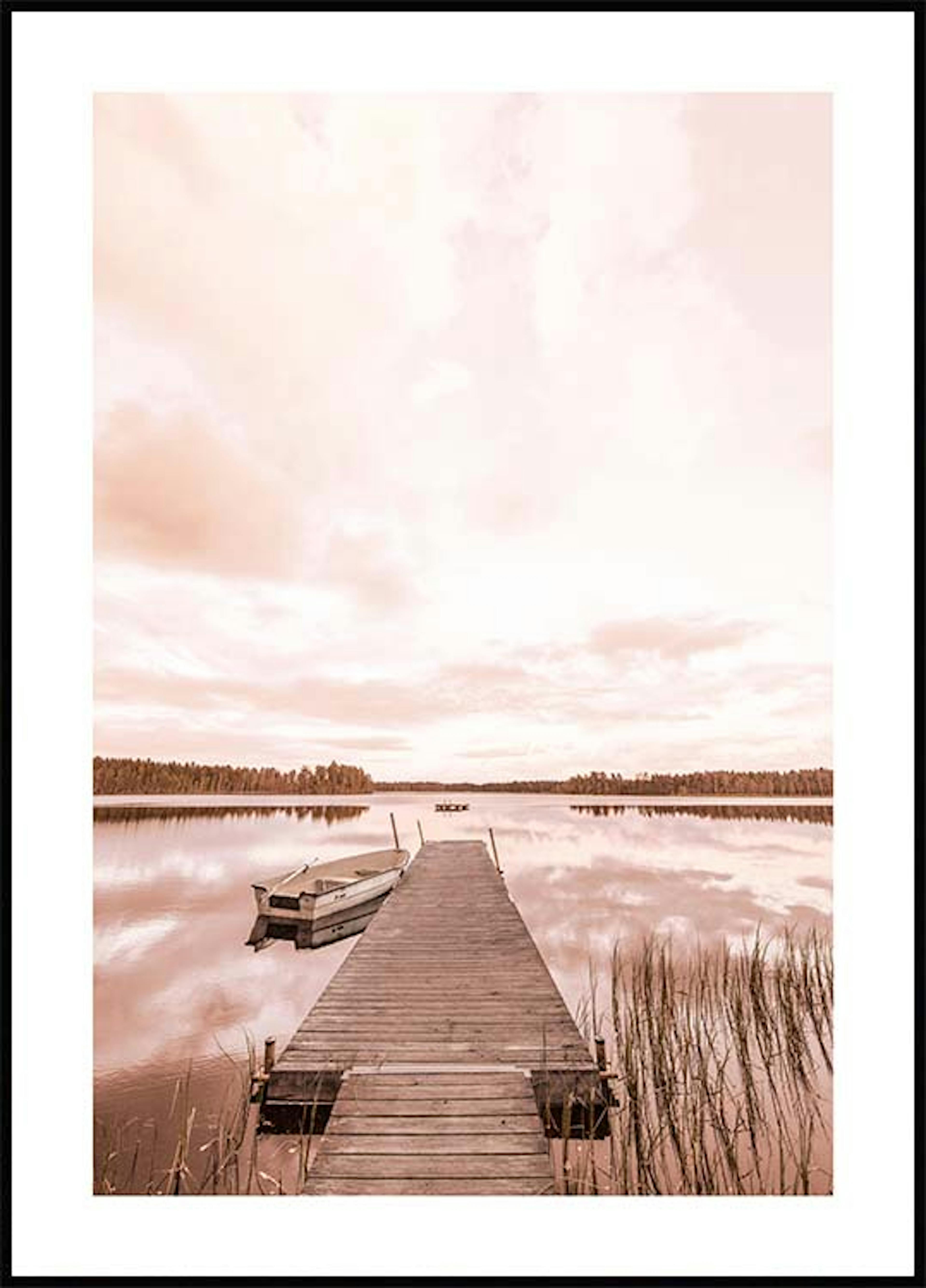 Boat at Calm Lake Poster thumbnail