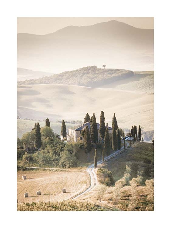 Póster del paisaje de las colinas de la Toscana 0