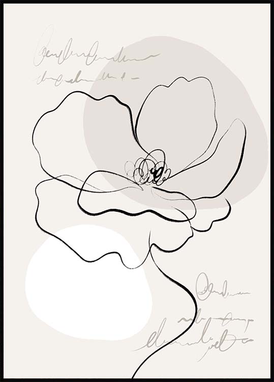 Line Art Flower No1 Poster - Beige flower print