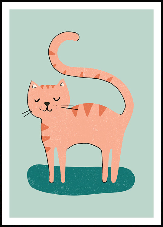 vegetarisk Tilbageholdenhed Badekar Pink Cat plakat - kat i pink print