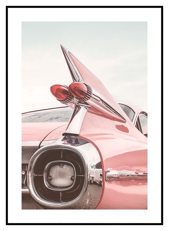 Retro Pink Car Poster (50x70 cm) - Poster Store