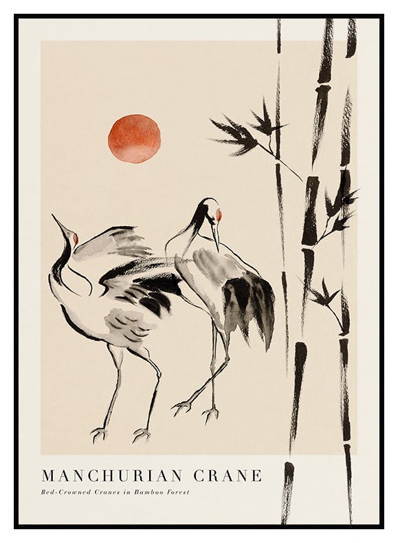 Plakat z żurawiem mandżurskim (21x30 cm) - Poster Store