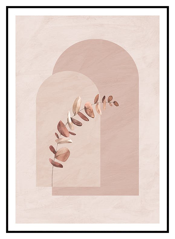 Plakat med botaniske former og blade (21x30 cm) - Poster Store