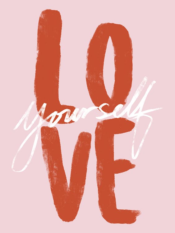 Růžový plakát Love Yourself 0