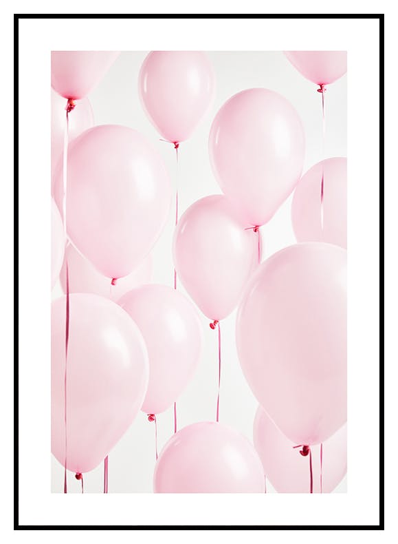 Rosa ballonger-plakat (50x70 cm) - Poster Store