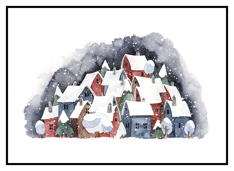 Snowy Town Poster (50x70 cm) - Poster Store