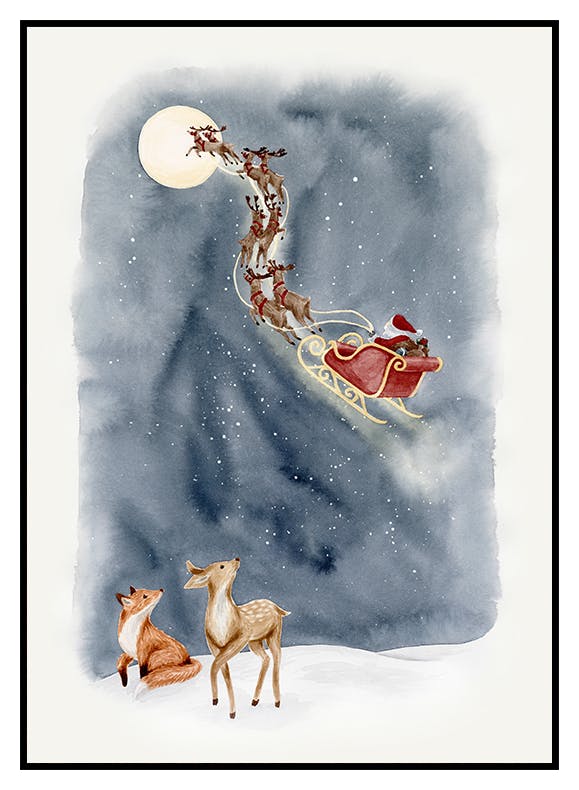 Poster van de slee van de kerstman (13x18 cm) - Poster Store
