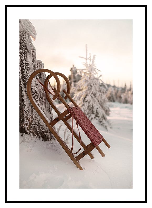 Vinter slæde plakat (13x18 cm) - Poster Store
