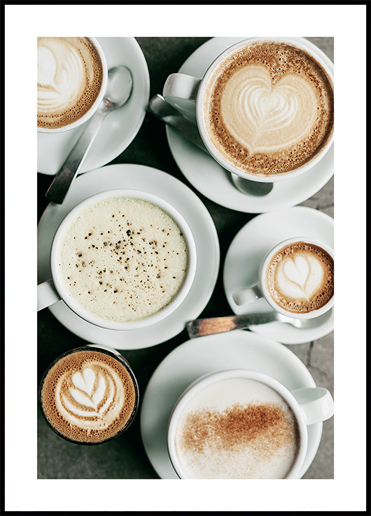 - Küche Poster Kaffeetassen Latte Verschiedene Poster