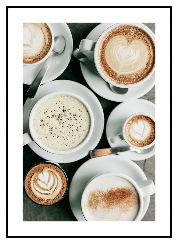 Diverse kaffekopper plakat (21x30 cm) - Poster Store