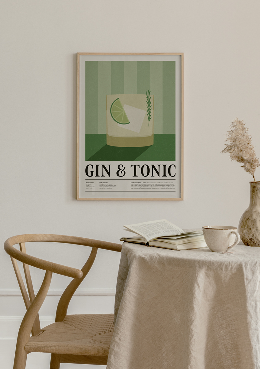 print - Cocktail Gin Tonic and Poster