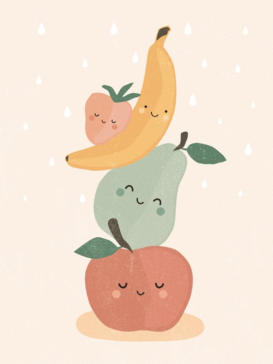 Plakat z uśmiechniętymi owocami 0