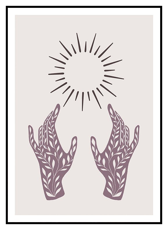 Sol og hænder Plakat (50x70 cm) - Poster Store