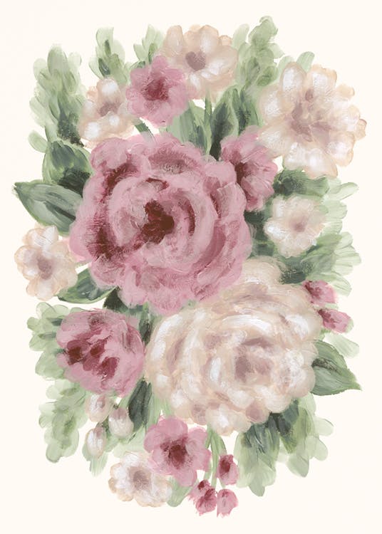 Geschilderde rozen Poster 0