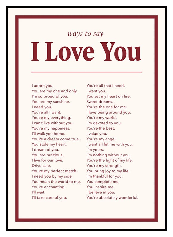 Póster Formas de decir te amo (30x40 cm) - Poster Store
