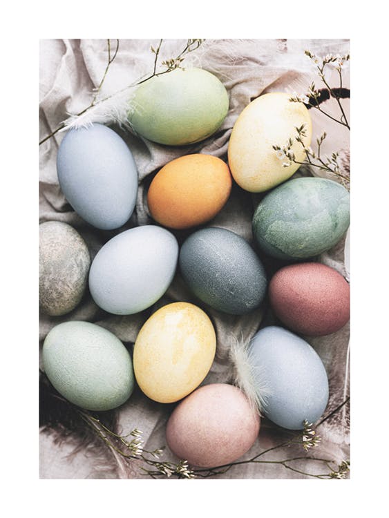 Póster de huevos de colores pastel 0