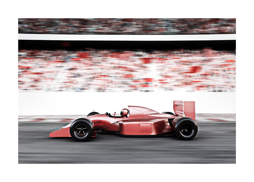 Czerwony samochód wyścigowy Plakat 0
