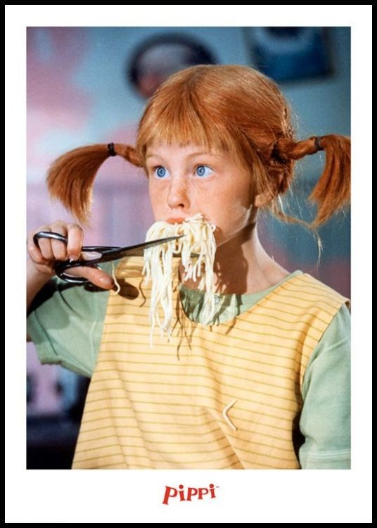 Poster Pippi Calzelunghe Eats Spaghetti