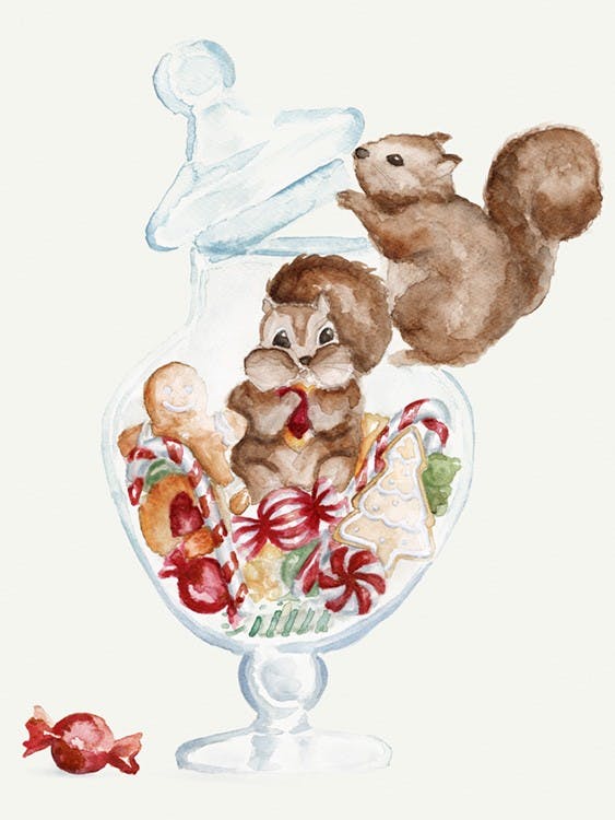 Écureuils Mangeant des Bonbons Poster 0