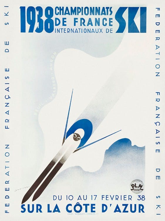 Wintersport in Frankrijk Vintage Poster 0