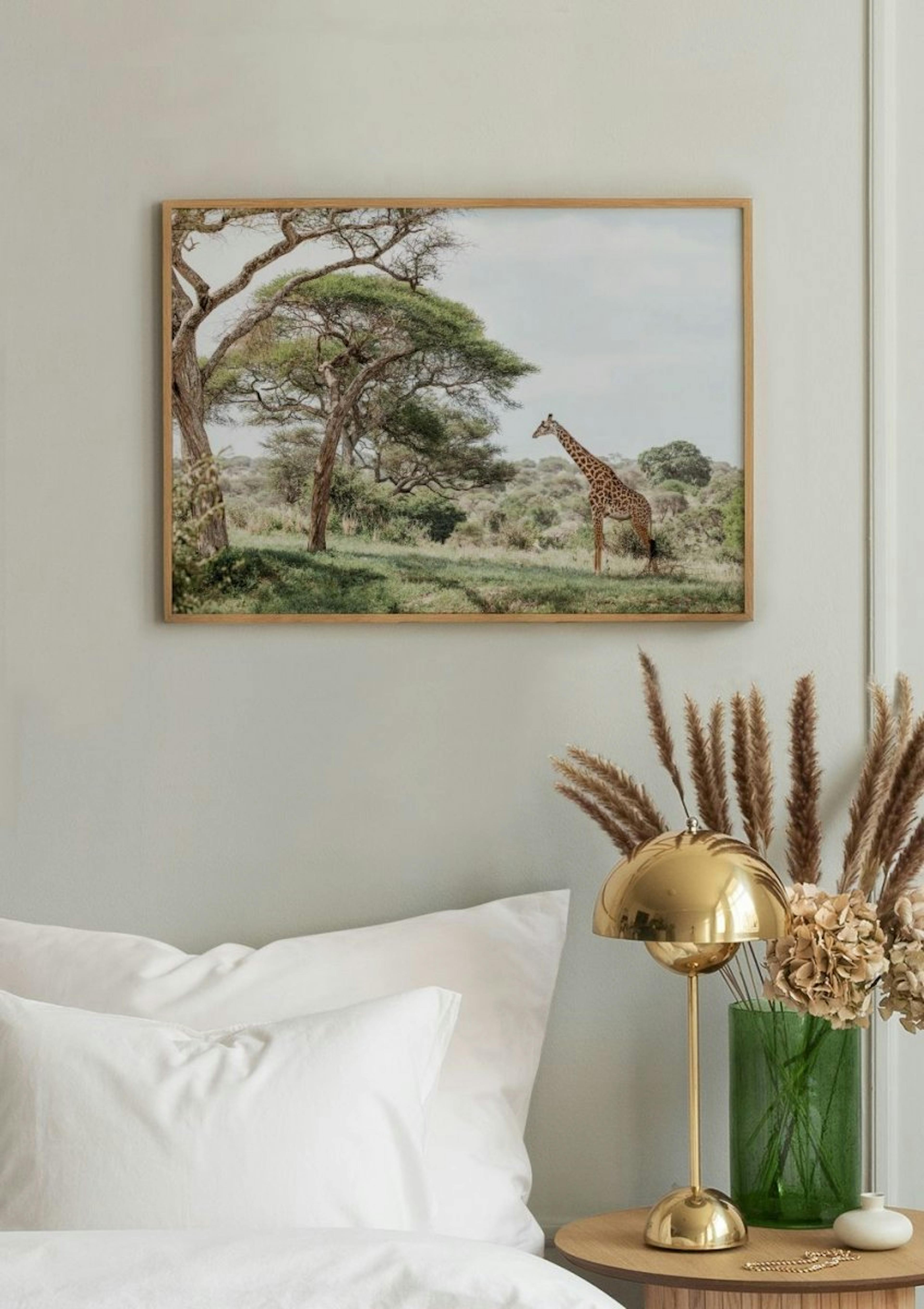 Giraffe in Landscape Poster thumbnail