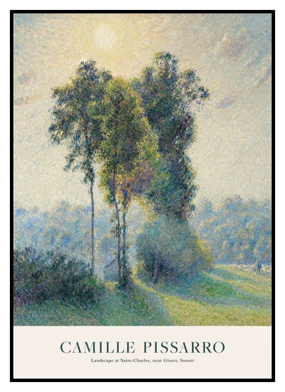 Camille Pissarro - Landskap vid Saint-Charles, nära Gisors, solnedgång Poster (50x70 cm) - Poster Store