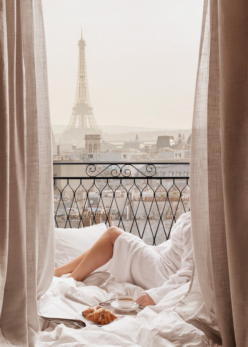 Paris Balkong Morgenen Plakat 0