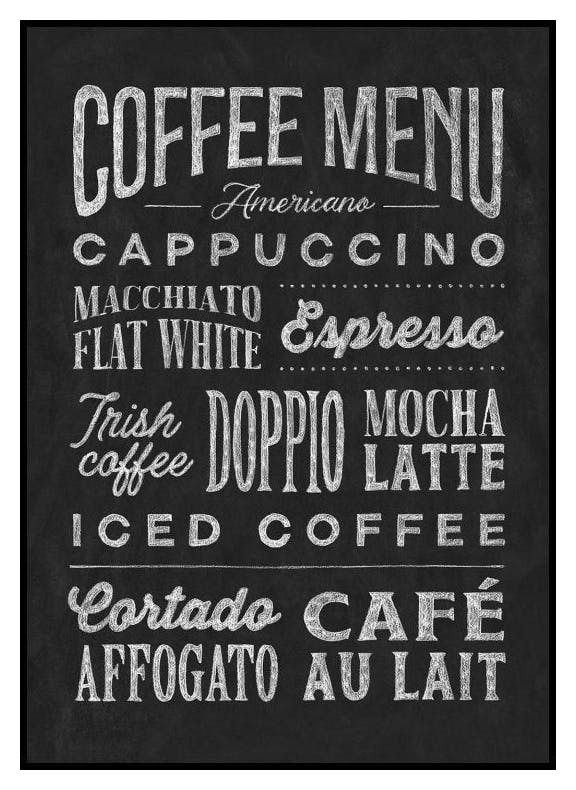 Coffee Menu Poster (30x40 cm) - Poster Store