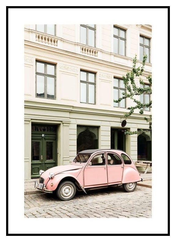 Rosa Retro Auto Poster (30x40 cm) - Poster Store