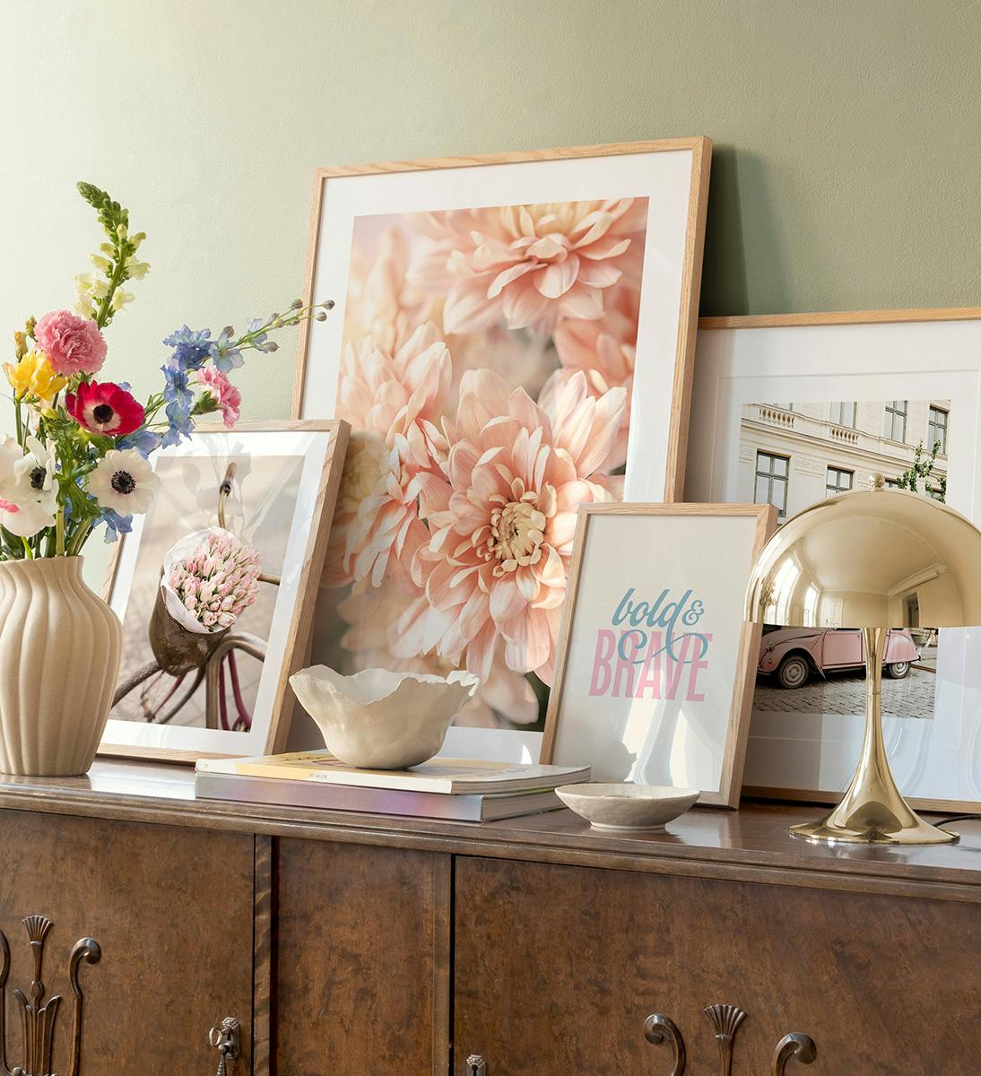 Pastel spring gallery wall