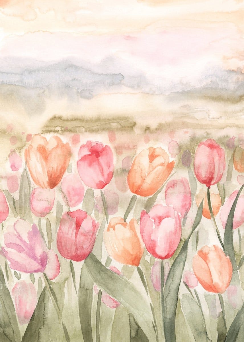 Watercolor Tulips Poster 0
