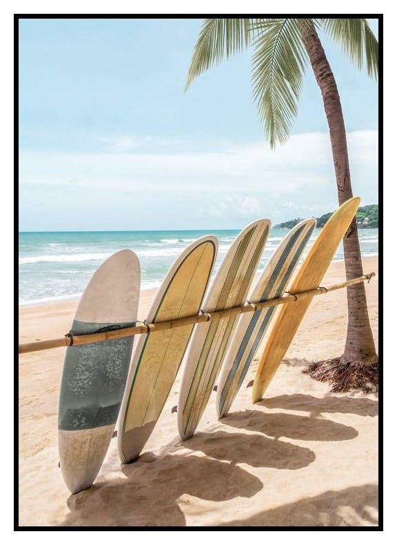 Surfplanken Op Een Rij Poster (30x40 cm) - Poster Store