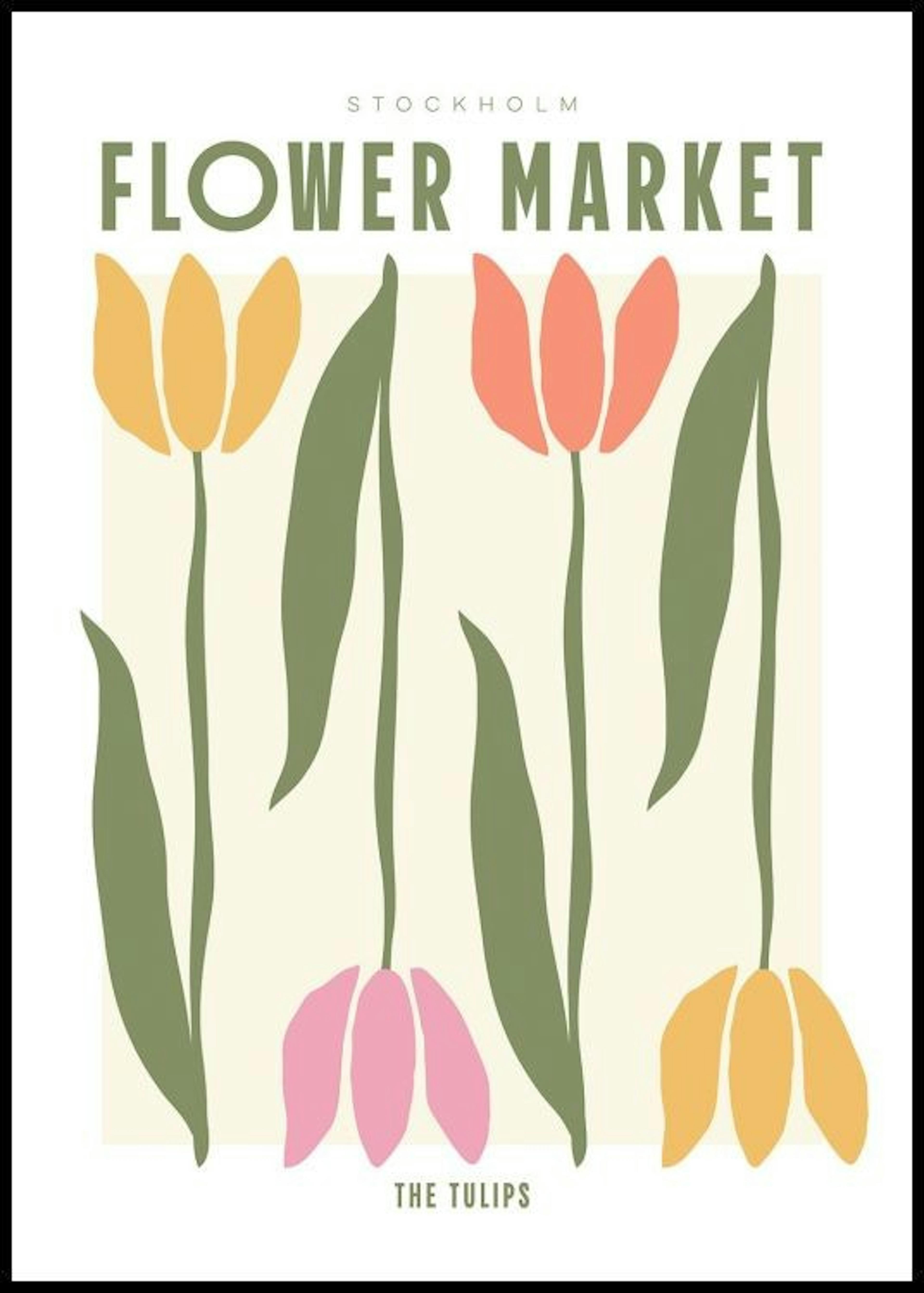 Bloemenmarkt - De Tulpen Poster 0