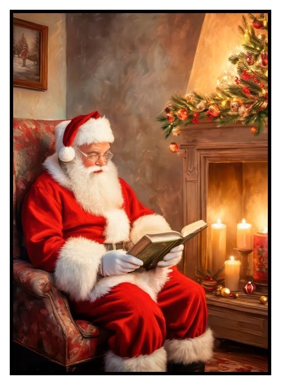 Babbo Natale che Legge Poster (13x18 cm) - Poster Store