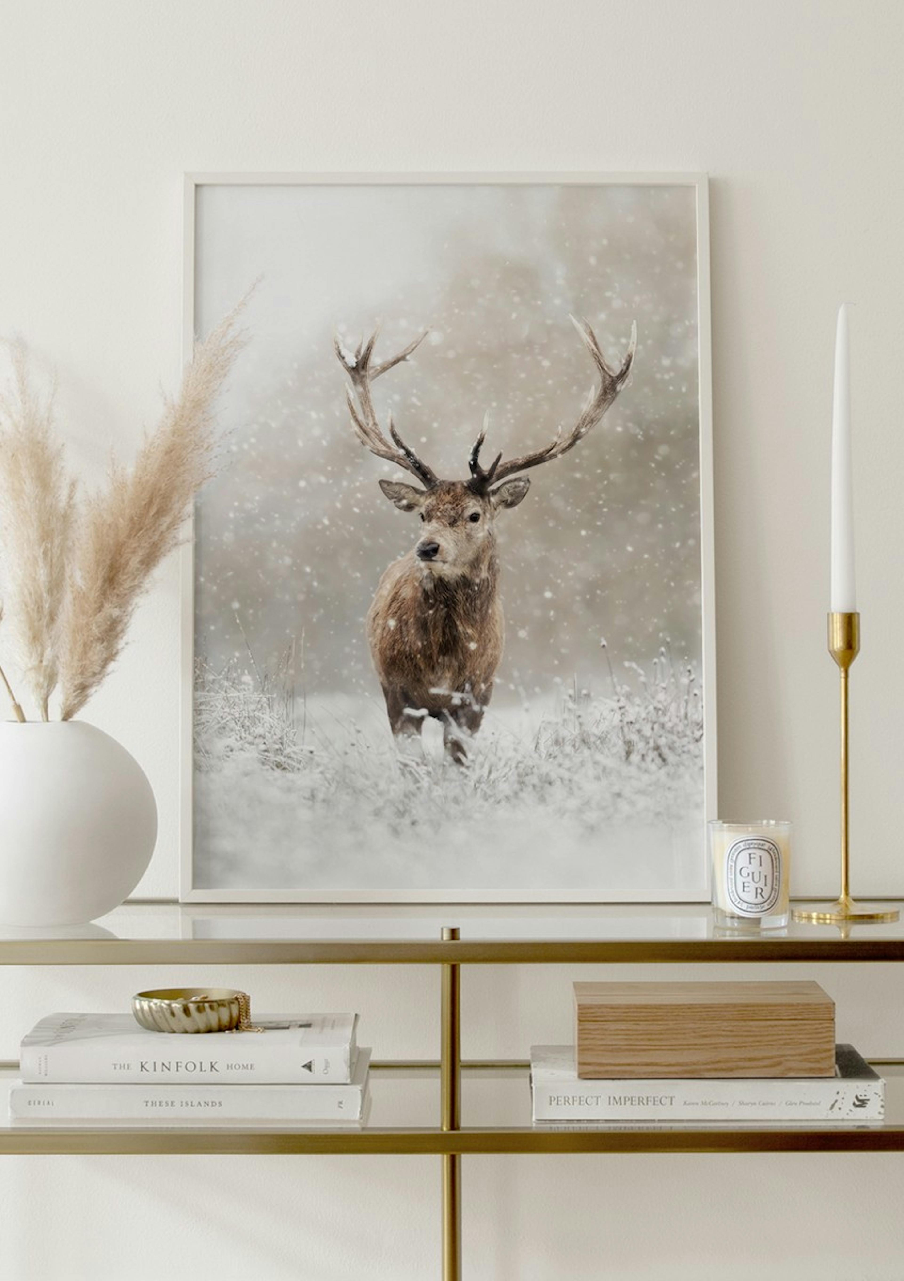 Deer in Snowfall Poster thumbnail