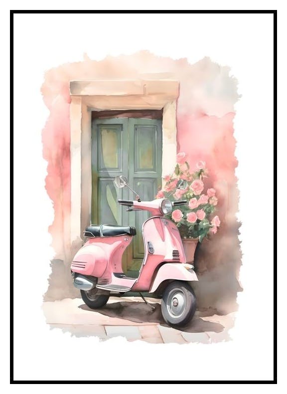 Rosa Vespa Poster (30x40 cm) - Poster Store