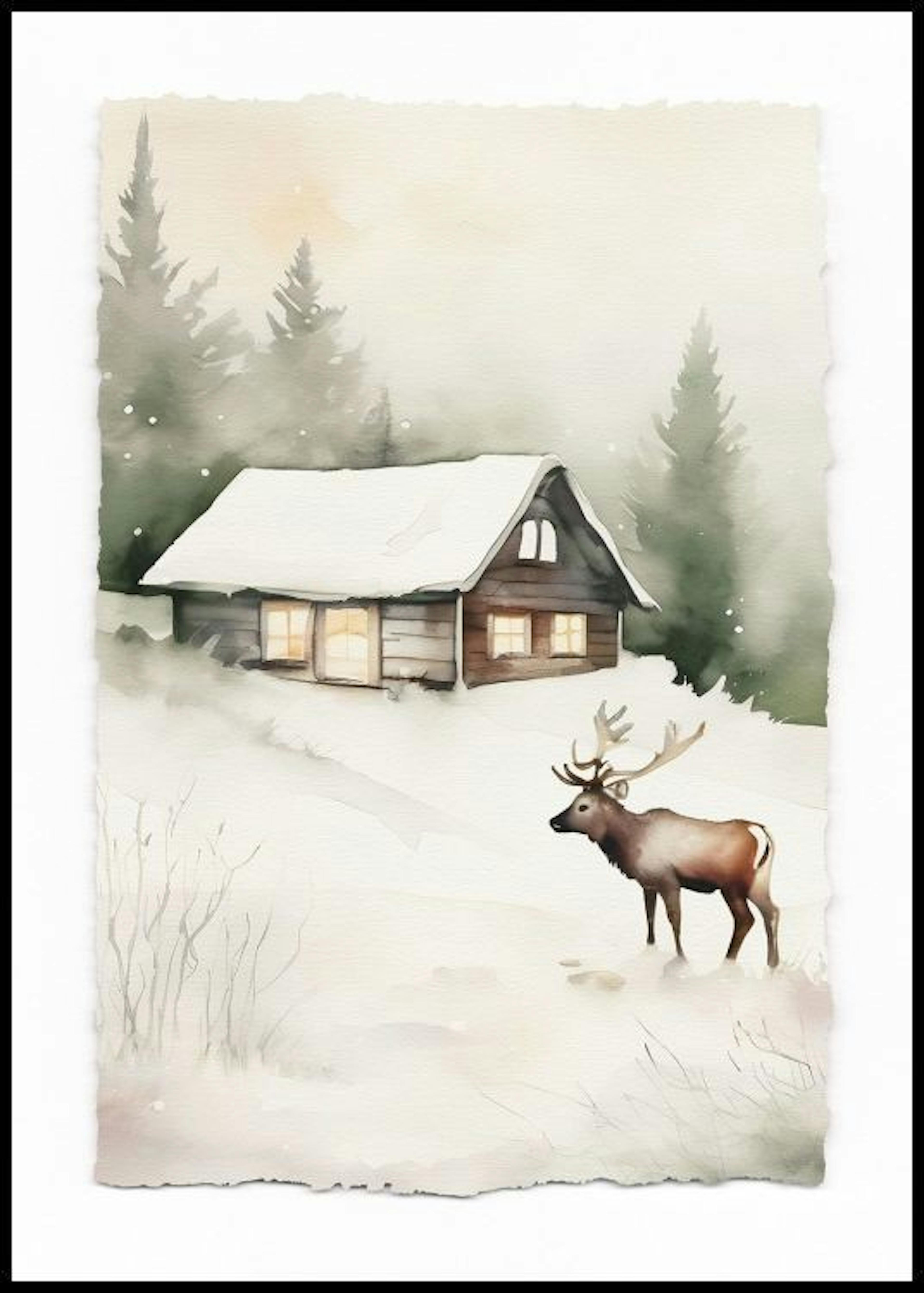 cozy Winter Cabin Poster 0