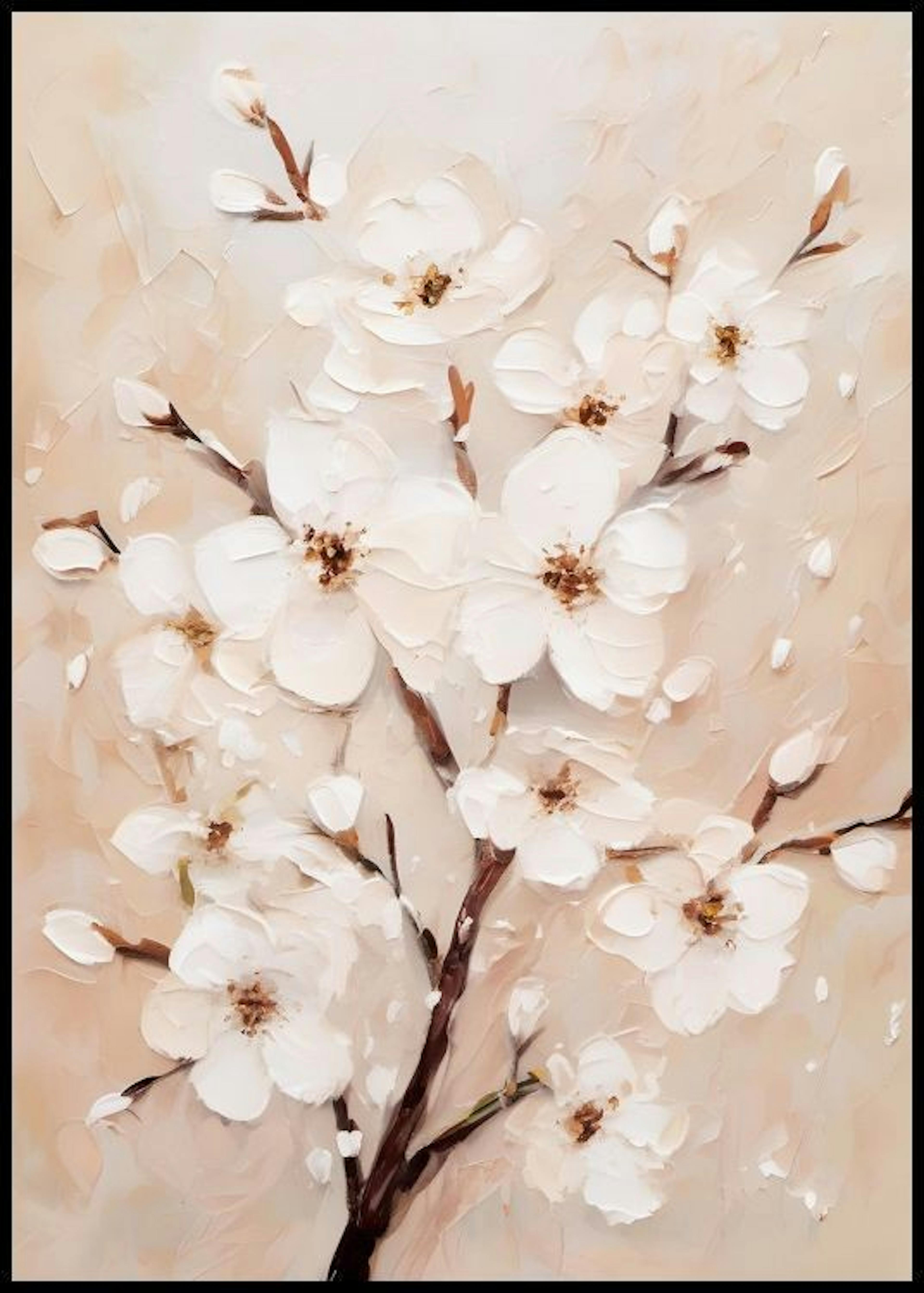 White Almond Blossom Poster 0