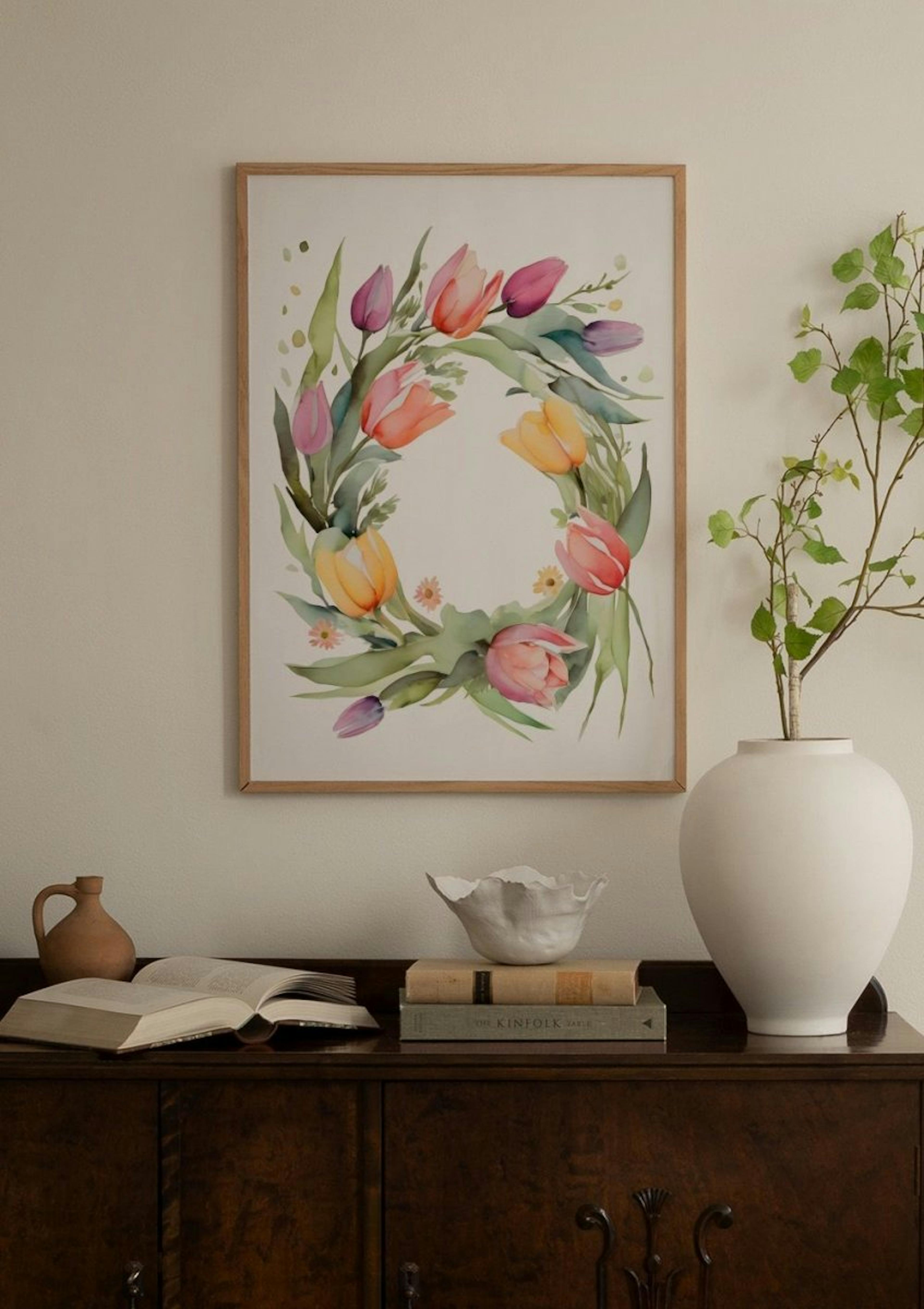 Tulip Wreath Poster thumbnail