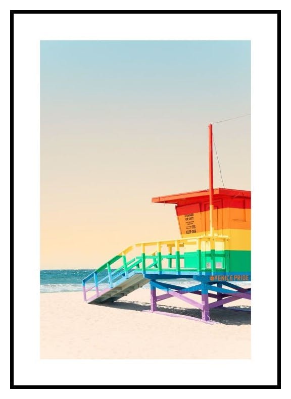 Regenboog Strandhuis Poster (50x70 cm) - Poster Store